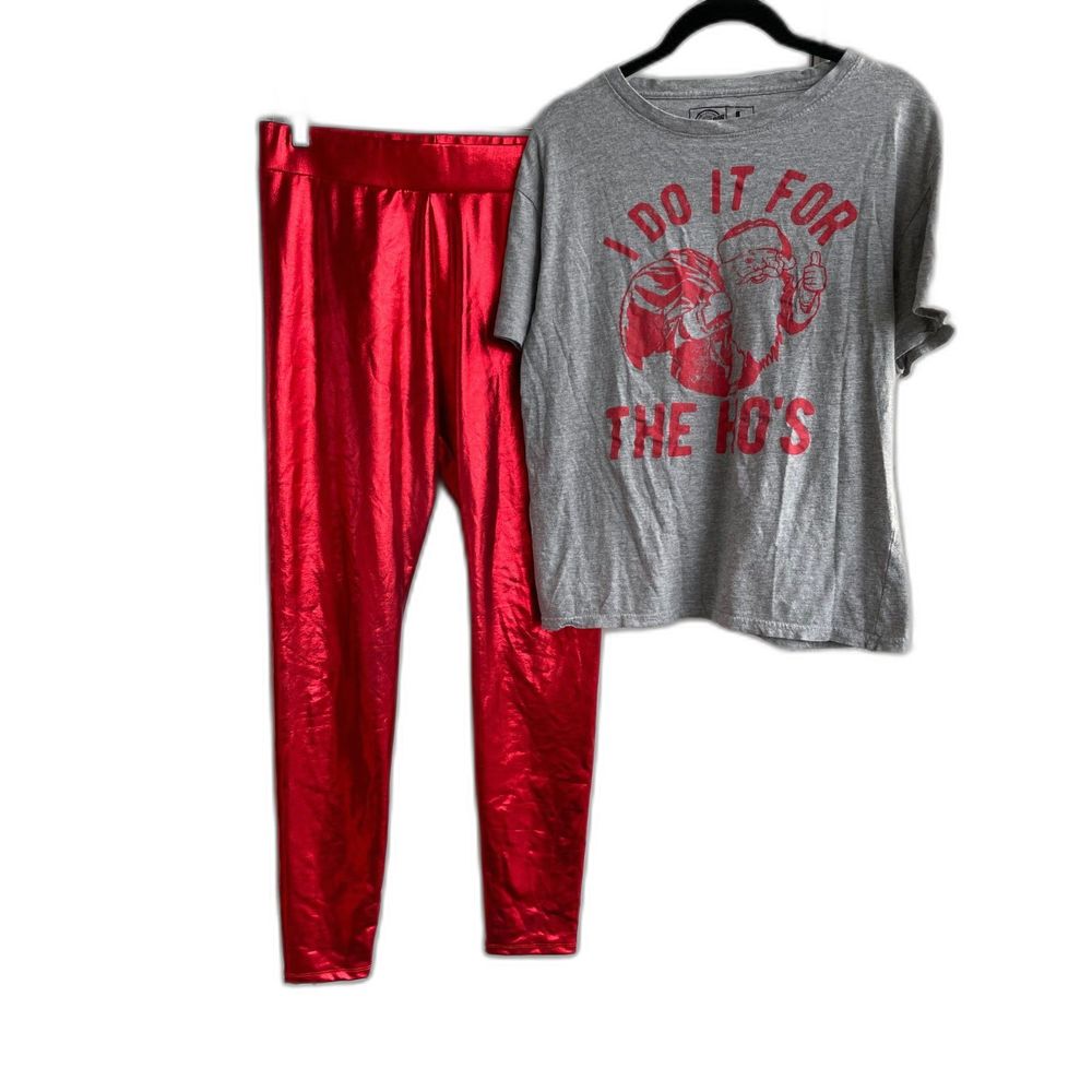 Womens Christmas Raunchy Santa Outfit with t-shirt and leggings